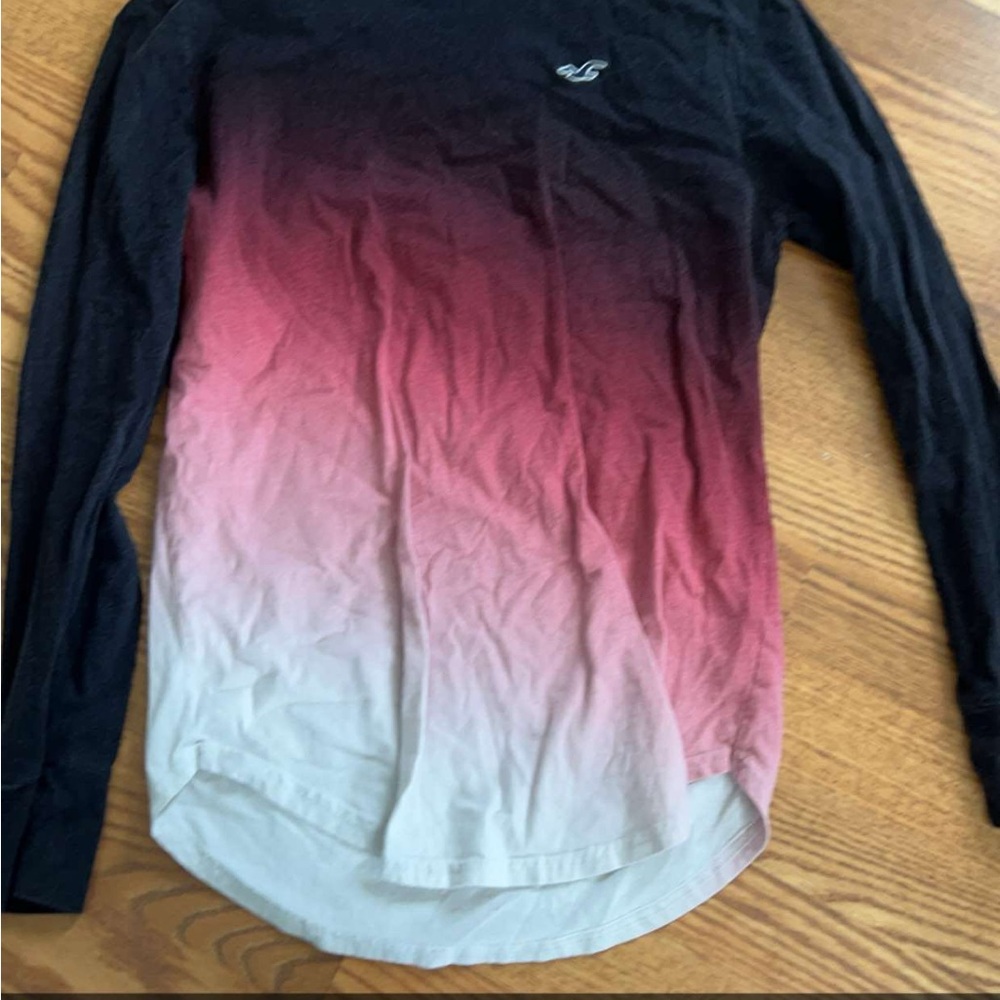 Gradient Long Sleeve Top - Black and pink